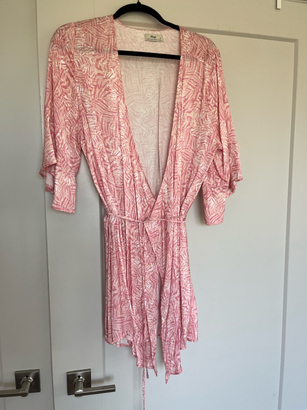 Maaji Pink and Cream Leaf-Print Wrap Dress - Picture 11 of 13